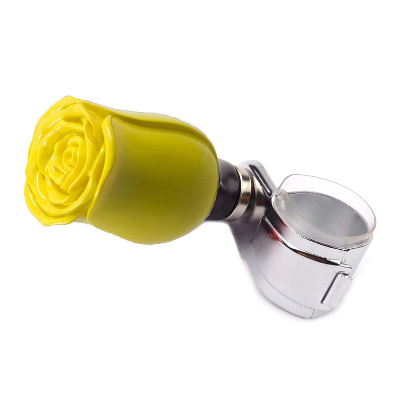  [AUSTRALIA] - WYF Beautiful Yellow Rose Flower Steering Wheel Power Handle Suicide Spinner Assist Ball Knob Booster for Most Car Vehicles