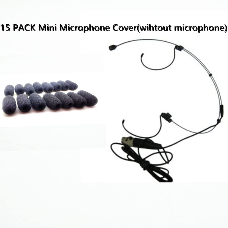  [AUSTRALIA] - LINHUIPAD 15 Pack Mini Lavalier Foam Cover Windscreen for Countryman E6 and Other Headset Lapel Microphones (Black) Black