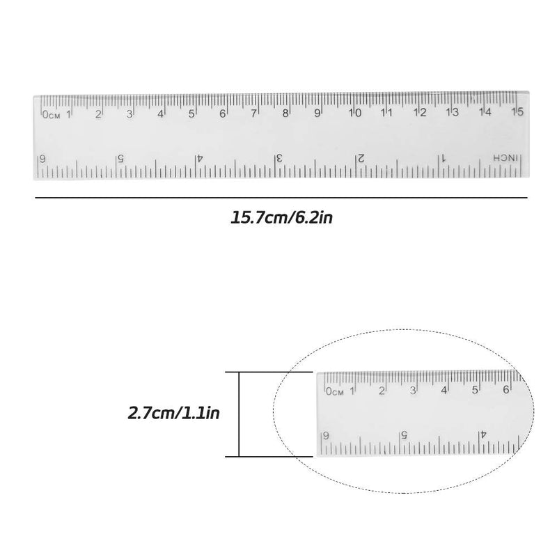  [AUSTRALIA] - Set of 4, Clear Measuring Tools, DaKuan Plastic Straight Ruler (12 Inches and 6 Inches) and Protractor 180 Degree (4 Inch and 6 Inch)