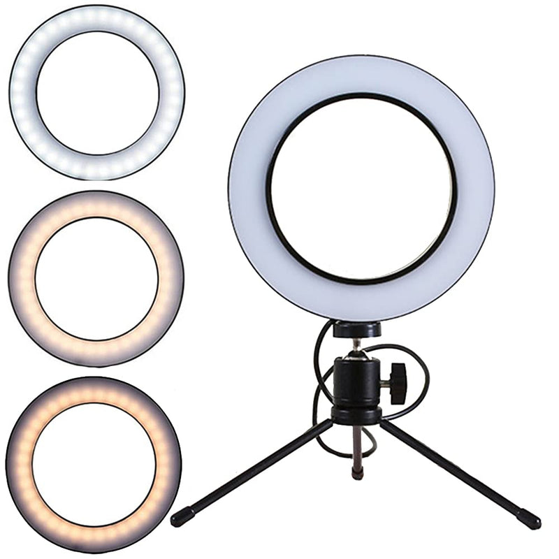  [AUSTRALIA] - Bilway 6" Selfie LED Ring Light with Tripod Stand for YouTube Video/Live Streaming and Makeup, Mini LED Camera Light Desktop LED Lamp with 3 Light Modes