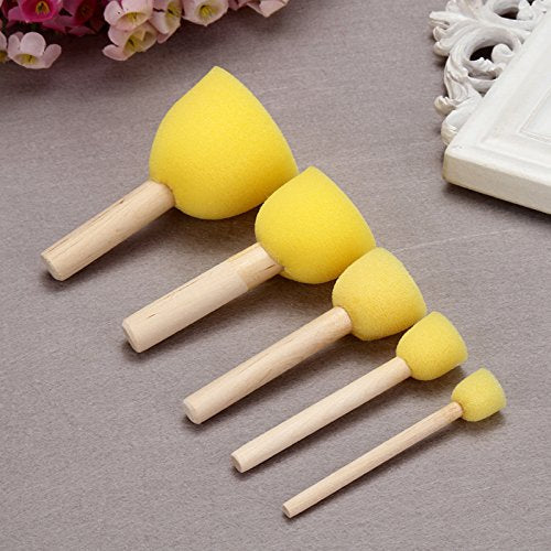  [AUSTRALIA] - WFPLUS 40pcs 5 Sizes Round Paint Foam Sponge Brush Set Kids Painting Tools Sponge Stippler Set for Painting Crafts and DIY