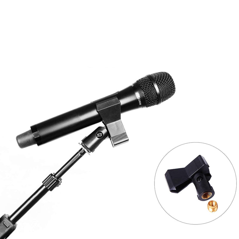  [AUSTRALIA] - Microphone Clips for Stands,4 Pack Universal Wireless Mic Clip Holder with 5/8 to 3/8 Microphone Adapter,Knob Adjustable 180 Degrees 4 Pcs