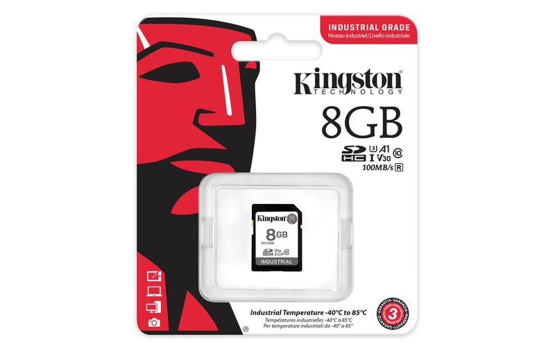  [AUSTRALIA] - Kingston Industrial SD Card, Up to 100MB/s, High Endurance, UHS-I U3 V30 A1, (SDIT/8GB) 8GB