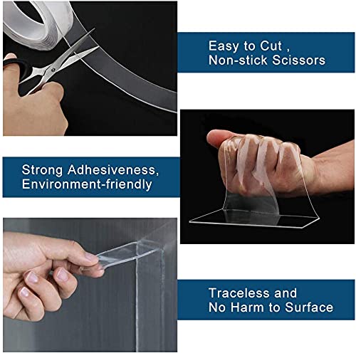  [AUSTRALIA] - Tough & Clear Double Sided Nano Mounting Tape, Washable Traceless Removable Adhesive Sticky Tape for Wall, Fix Carpet Photo Frame - 1" x 10"