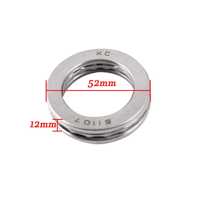  [AUSTRALIA] - XMHF 52mm x 35mm x 12mm Single Direction Carbon Steel Axial Ball Thrust Ball Bearings 51107 2PCS