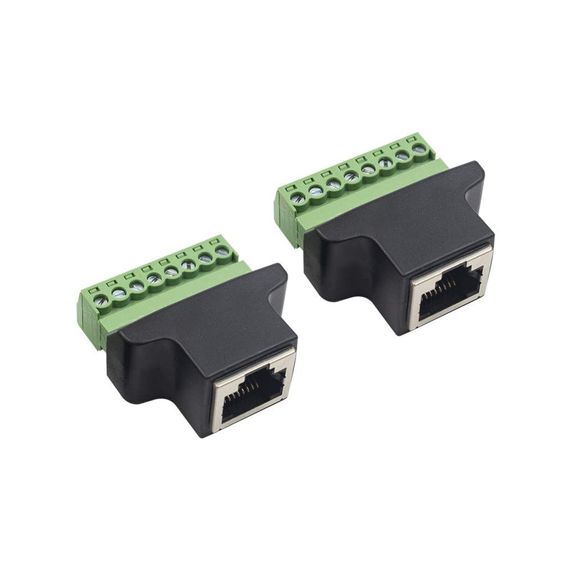  [AUSTRALIA] - Poyiccot RJ45 Screw Terminal Adaptor Connector, 2pack RJ45 Breakout /8p8c Female Jack to 8 Pin Screw Terminal Connector for Cat7 Cat6 Cat5 Cat5e Ethernet Extender CCTV Digital DVR Network Adapter