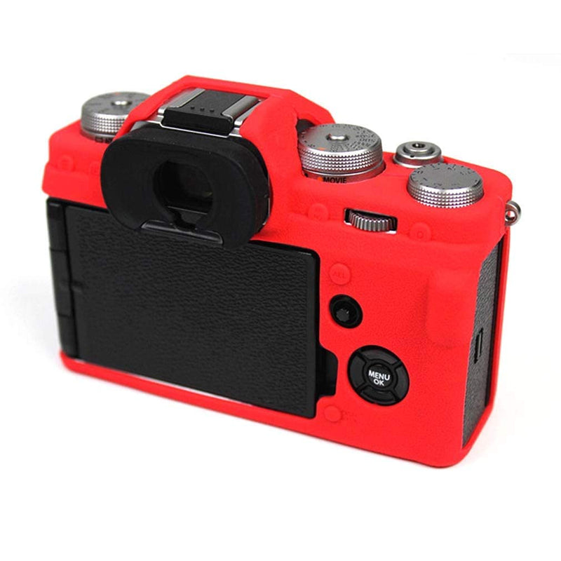  [AUSTRALIA] - PCTC Silicone Protective Cover Housing Frame Shell Case for Fujifilm X-T4(Red), Tempered galss Screen Protector xt4 (2 Pack), Lovely Ladybug hotshoe Cap, Bubble Spirit Level hotshoe caps