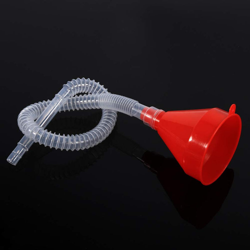  [AUSTRALIA] - Long Funnel for Oil - Universal Filling Funnel 8 cm Wide Mouth Plastic Motorcycle Funnel for Liquids, Engine Oil Filler Funnel with Soft Long Flexible Pipe for Motorcycle Vehicle Engine Oil Liquid Red