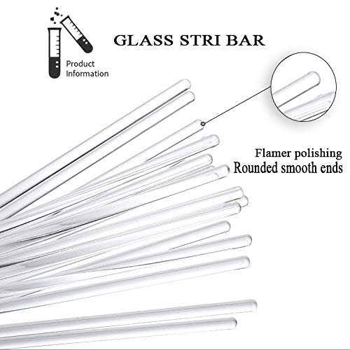  [AUSTRALIA] - 8 Pack Glass Stir Sticks 6mm Lab Stirring Rod 12 inch Length with Both Ends Round for Science, Lab, Kitchen, Science Education