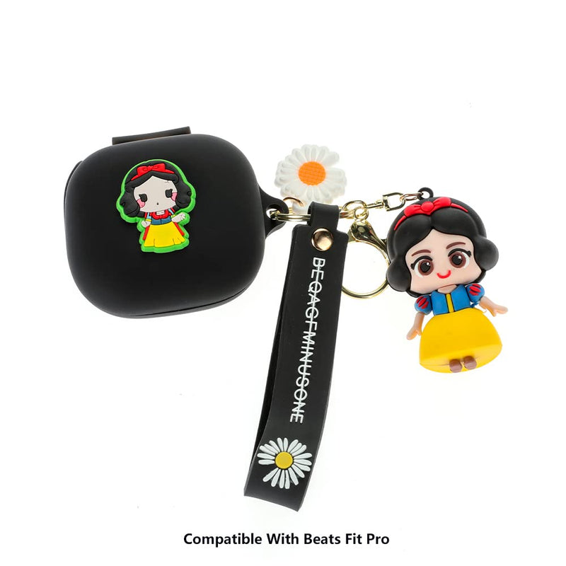  [AUSTRALIA] - Fit Designed for Beats Fit Pro 2021 New Earbuds, Suublg Beats Fit Pro Cartoon Silicone Headphones Charging Case Cover with Cute Doll Keychain Full Body Anti-Lost Lanyard Protection SnowWhite