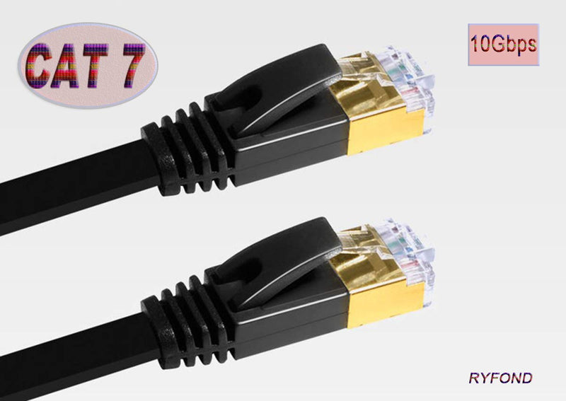Cat 7 High Speed 10GB Shielded STP LAN WAN Network Flat Ethernet Cable - Indoor Outdoor Networking Patch Cable with Clips for Modem, Router, LAN,WAN, Computer (50 FT/15M) 50FT/15M - LeoForward Australia