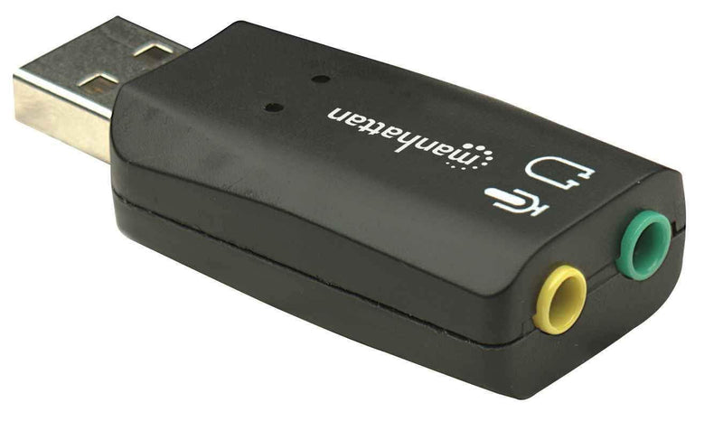  [AUSTRALIA] - Manhattan USB Audio Adapter External Stereo Sound Card - with 3.5mm Headphone and Microphone Jack - Plug and Play, No Drivers Needed, 3D Sound - for Windows and Mac – 3 Yr Mfg Warranty – 150859