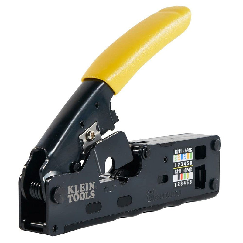 [AUSTRALIA] - Klein Tools VDV226-107 Compact Ratcheting Modular Data Cable Crimper / Wire Stripper / Wire Cutter, CAT6, CAT5, CAT3, Flat-Satin Voice Cable Crimper, Data, Compact RJ45