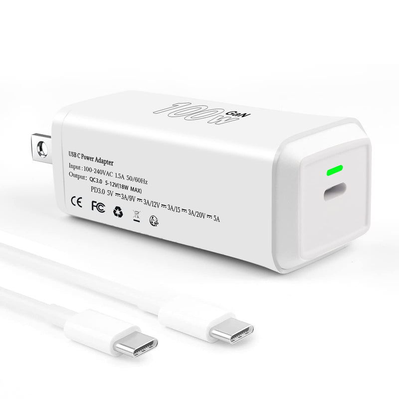  [AUSTRALIA] - Mac Book Pro Charger, 100W USB-C GAN III Fast Charger Power Adapter Compatible with MacBook Pro 16/15/14/13Inch, MacBook Air 13, iPad Pro 2021/2020/2019/2018, and All USB C Device, LED Indicator