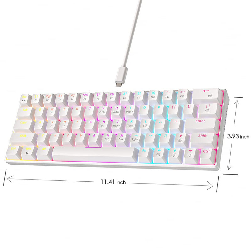  [AUSTRALIA] - abucow 60% Mechanical Keyboard Wired Hot Swappable Gaming Keyboard 63 keycaps for PC/Mac (White&63) White&63
