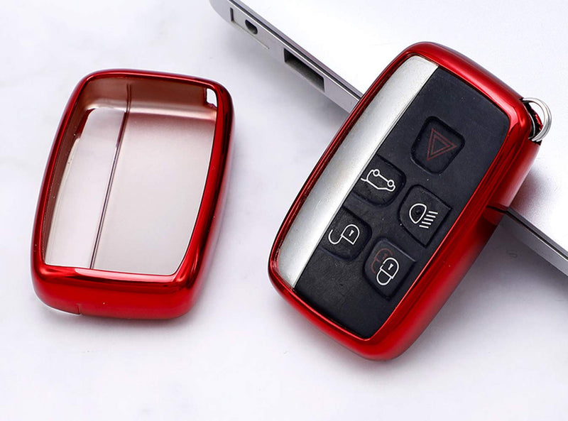  [AUSTRALIA] - Horande Soft TPU Protector Key Fob Cover Case fit for Range Rover Evoque Velar Discovery Land Rover LR2 LR4 Sport and Jaguar XF XJ XE F-PACE F-Type Keyless Entry Key Fob red