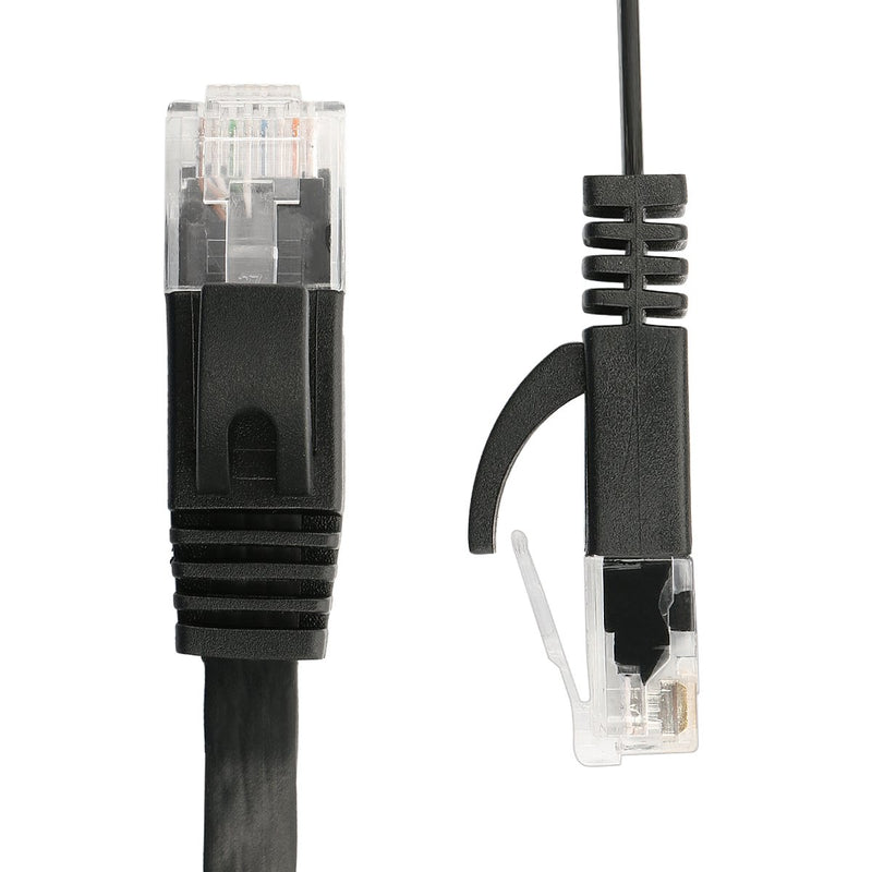 Cat 6 Ethernet Cable 25 ft Flat, Durable Internet Network Lan Patch Cord, Sturdy Cat6 High Speed Computer RJ45 Wire for Router, Modem, PS Xbox, Gaming, Switch, TV, Video- Faster Than Cat5e/Cat5, Black - LeoForward Australia