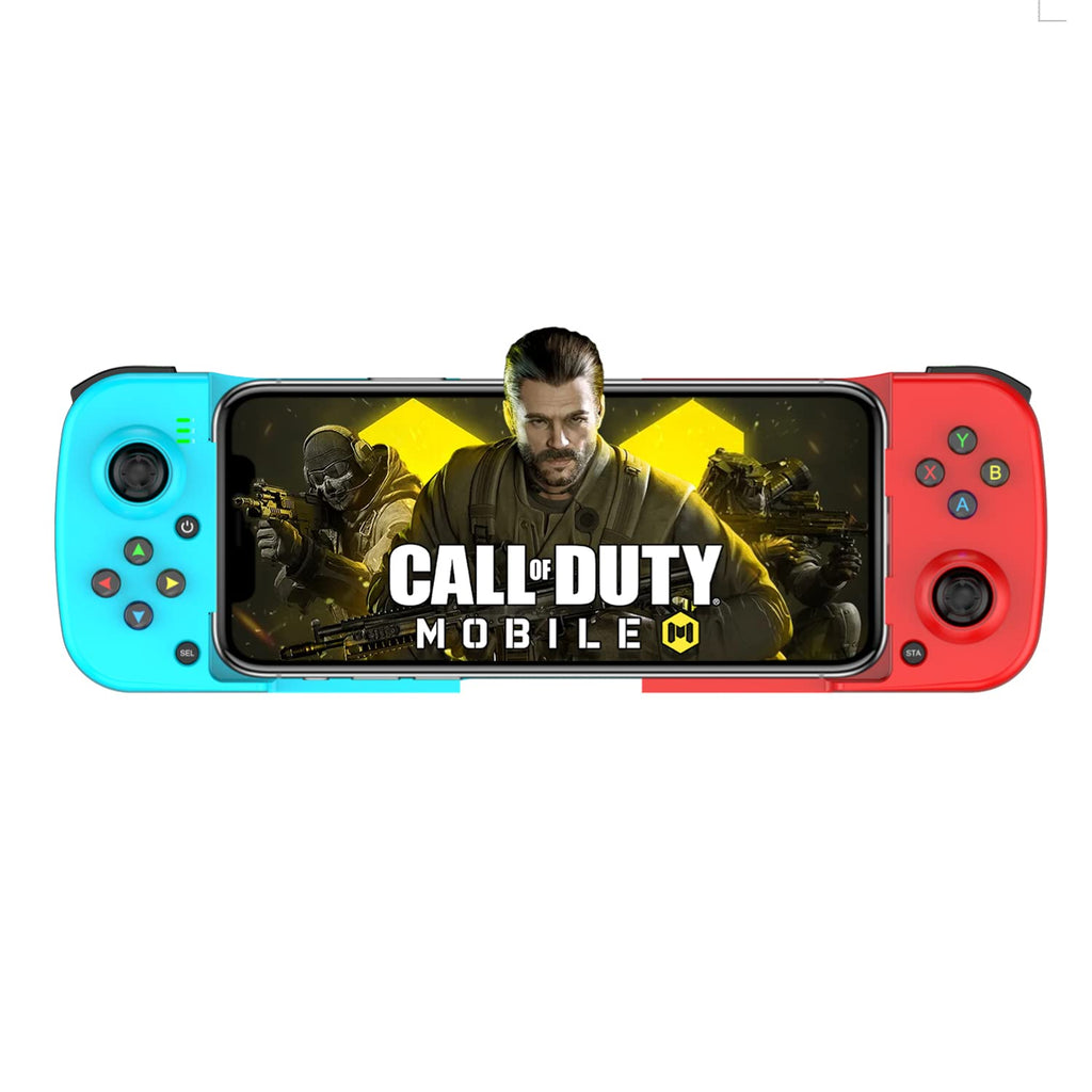  [AUSTRALIA] - Mobile Game Controller for iOS iPhone 14/13/12/11/X, iPad, MacBook, Android Samsung, TCL, Tablet, PC, Steam Deck, Wireless Gamepad Joystick for Call of Duty, Apex, with Macro Programming -Direct Play Blue&Red