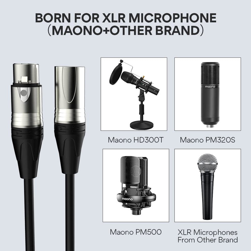  [AUSTRALIA] - Maono XLR Microphone Cable Premium XLR Patch Cable with XLR Male to Female 3 Pins Connector for Shotgun Microphones, Studio harmonizers, Mixing Boards, Patch Bays, preamps, Speaker System. (10FT) 10FT