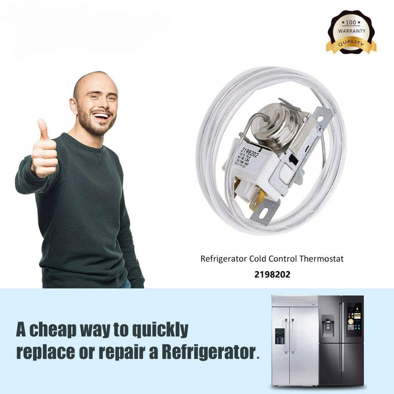  [AUSTRALIA] - 2198202 Refrigerator Cold Control Thermostat Replacement Compatible with Whirlpool Refrigerators Replaces 2161284 2198201 PS11739232 AP6006166 WP2198202