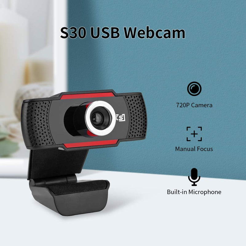  [AUSTRALIA] - HXSJ HD 1080P PC Webcam USB Mini Computer Living Streaming Camera Built-in Microphone, Flexible Rotatable Clip for Laptops Desktop and Gaming Webcam