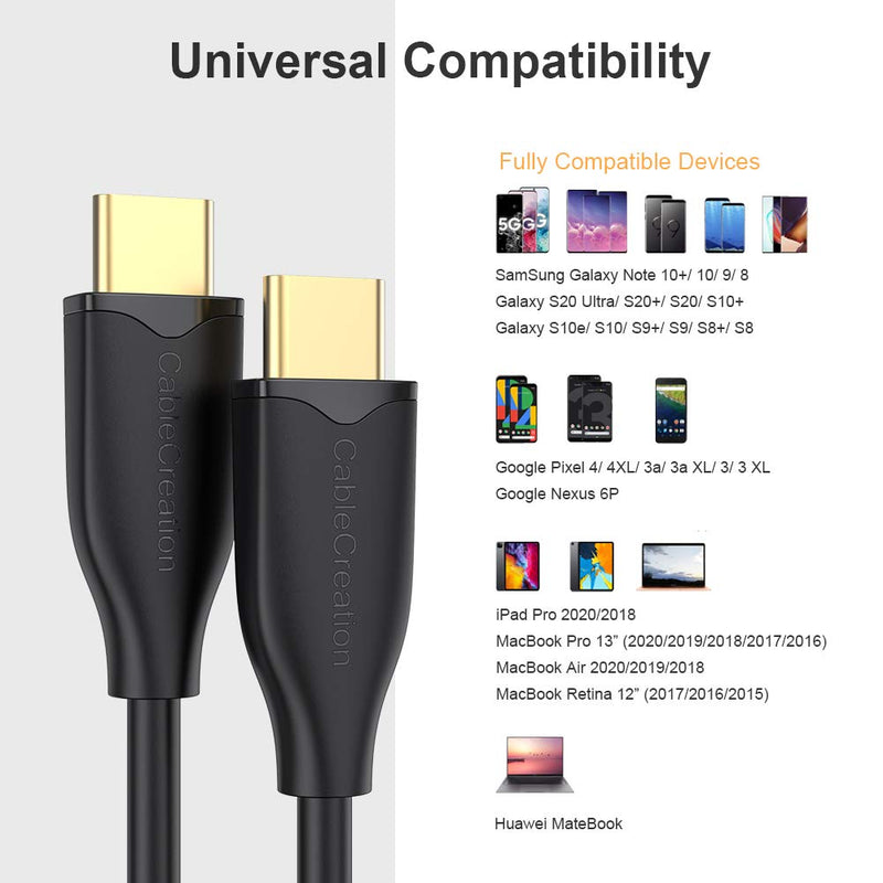  [AUSTRALIA] - Long USB C Cable 2m CableCreation USB2.0 C to C Cable Fast Charging Cable 3A 60W USB Type-C Cable USB C to USB C for MacBook Pro Air S21 S20+ S20 Note 10 etc, 6.6FT Black Black PVC Shell