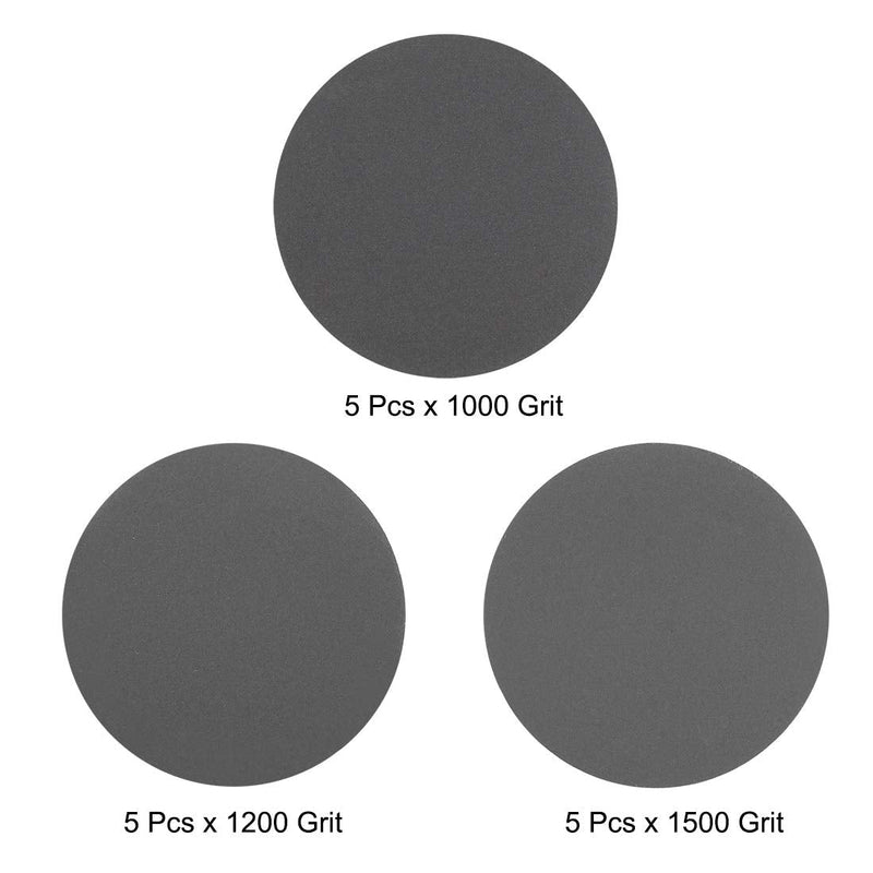  [AUSTRALIA] - uxcell 3" Hook and Loop Sanding Disc 1000/1200/1500 Grit Assorted Silicon Carbide Sandpaper for Random Orbit Sander Wet/Dry Polishing 15Pcs