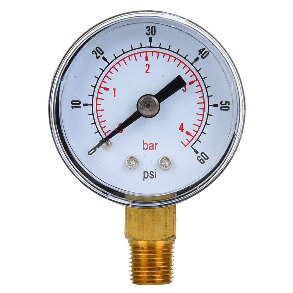  [AUSTRALIA] - Mechanical Pressure Gauge Pressure Gauge Measuring Tool 1/8inch BSPT Base Connection for Air Oil Water Measurement (0-60psi, 0-4bar)