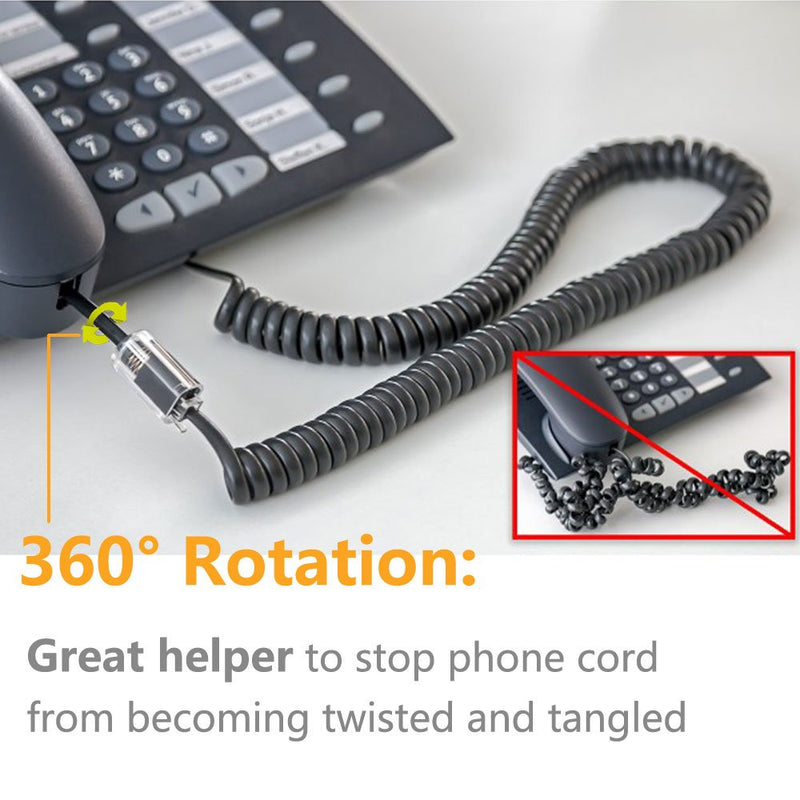  [AUSTRALIA] - Telephone Cord Detangler, Uvital Anti-Tangle Telephone Handset Cable 360 Degree Rotating Landline Swivel Cord Untangler Black (2 Pack) 2Pack Telephone Cord Detangler