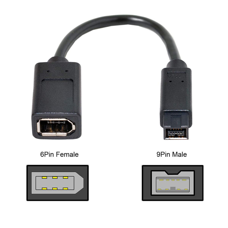  [AUSTRALIA] - Cablecc IEEE 1394 6Pin Female to 1394b 9Pin Male Firewire 400 to 800 Cable 20cm