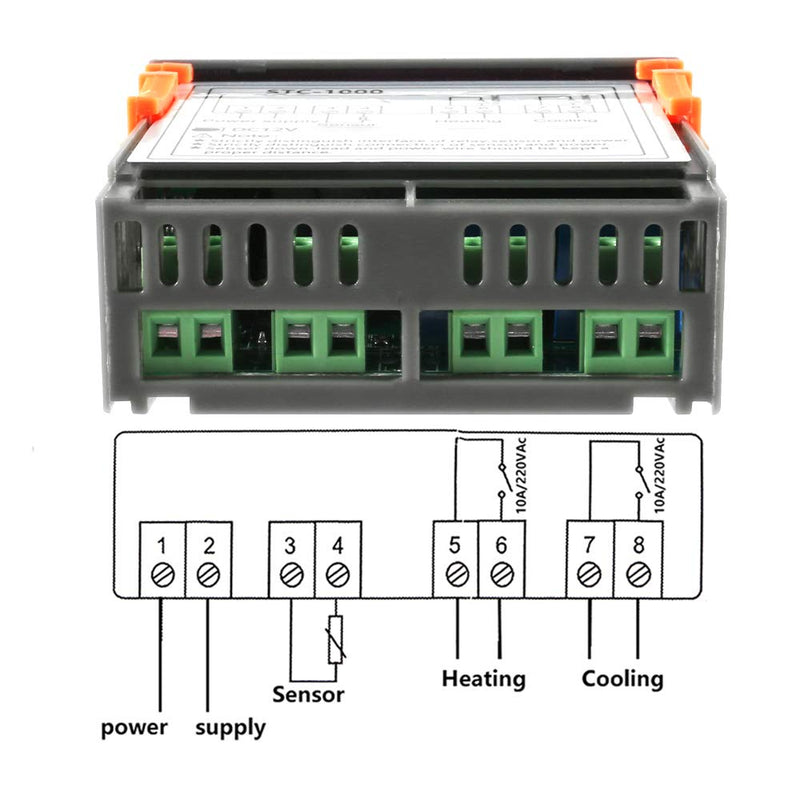  [AUSTRALIA] - Dorhea STC-1000 10A DC 12V Digital LED Temperature Controller Cooling Heating Centigrade Thermostat 2 Relays LED Output with NTC Sensor Probe(12V)