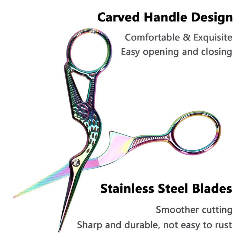  [AUSTRALIA] - Craft Scissors, Embroidery Sewing Scissors Shears, Sharp Art Craft Scissors, Household Scissors, Stainless Steel Stork Shape Small Scissors for Home, Office, School Students, DIY, 2PCS(Colorful)