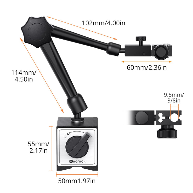  [AUSTRALIA] - Neoteck Magnetic Tripod Measuring Stand for Dial Indicator with Central Clamping Magnetic Dial Indicator Base Made of Steel Stand Holder Measuring Tripod (80kg Max. Tensile Force)