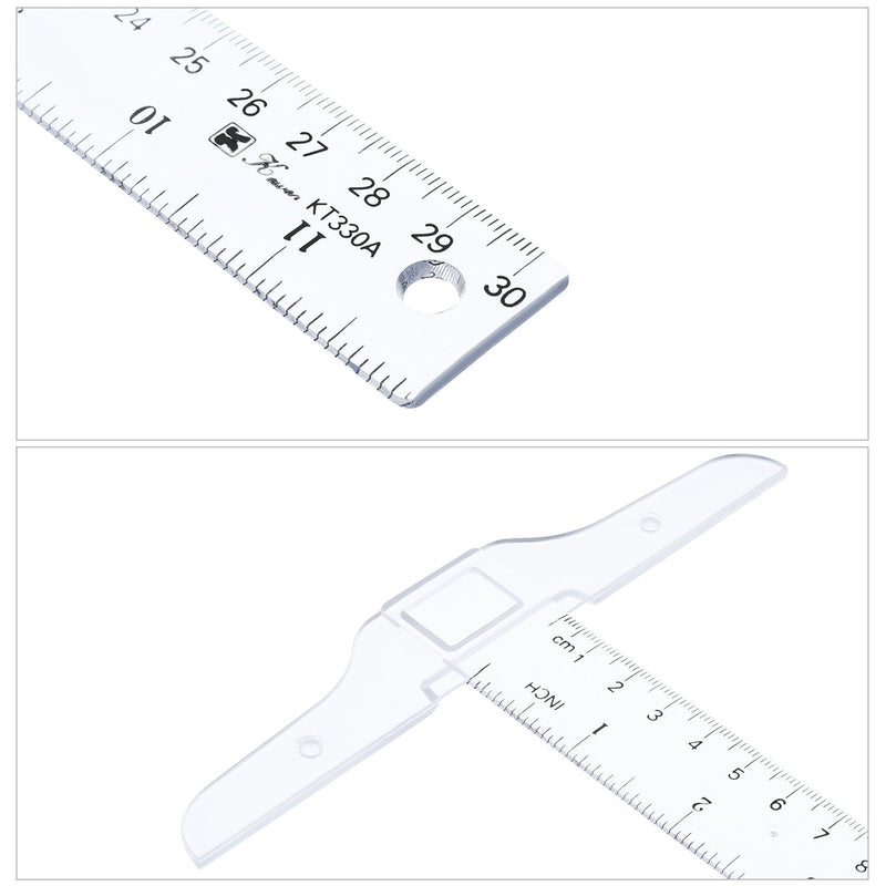  [AUSTRALIA] - Pangda 12 Inch/ 30 cm Junior T-Square Plastic Transparent T-Ruler for Drafting and General Layout Work (1) 1