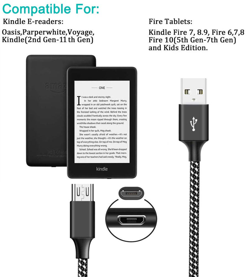  [AUSTRALIA] - Micro USB Cable for Fire Tablet HD 7 8 10 4th 5th 6th 7th Generation,E-Readers,TV Stick Power Cord Samsung Galaxy Braided Android Phone Charger Fast Charging Cable Mini PC Intel Computer Stick 6 FT