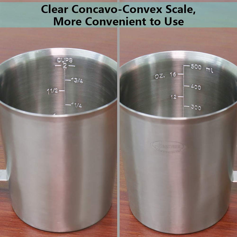 Measuring Cup, [Upgraded, 3 Measurement Scales, Including Cup Scale, ML Scale, Ounce Scale], Newness Stainless Steel Measuring Cup with Marking with Handle, 16 Ounces (0.5 Liter, 2 Cup) 16 OZ (2 Cup, 500 ML) - LeoForward Australia