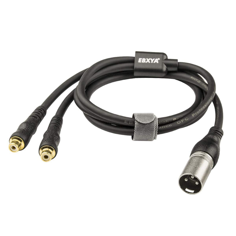  [AUSTRALIA] - EBXYA XLR to RCA Y Splitter Cable - XLR Male to Double RCA Female Microphone Cord Adapter 3 Feet, Black XLR Male to Dual RCA Female - 3 Feet