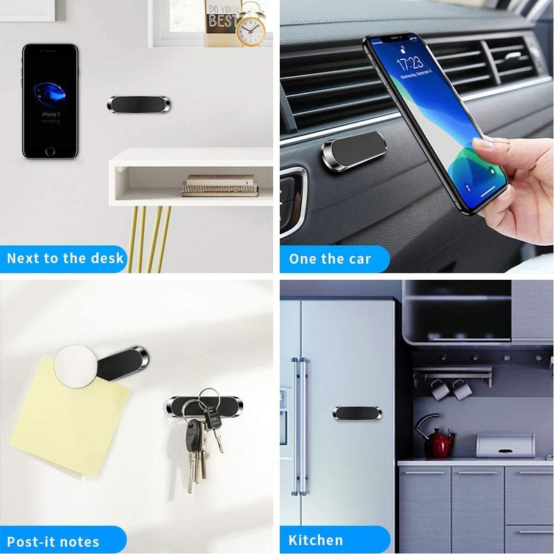  [AUSTRALIA] - SALEX Silver Magnetic Mounts 2 Pack. Flat Cell Phone Holder for Car Dashboard, Wall, Fridge. Stick on Universal Kit Compatible with GPS, Tablets, Smartphones, Knives, Keys, Spoons, Forks.