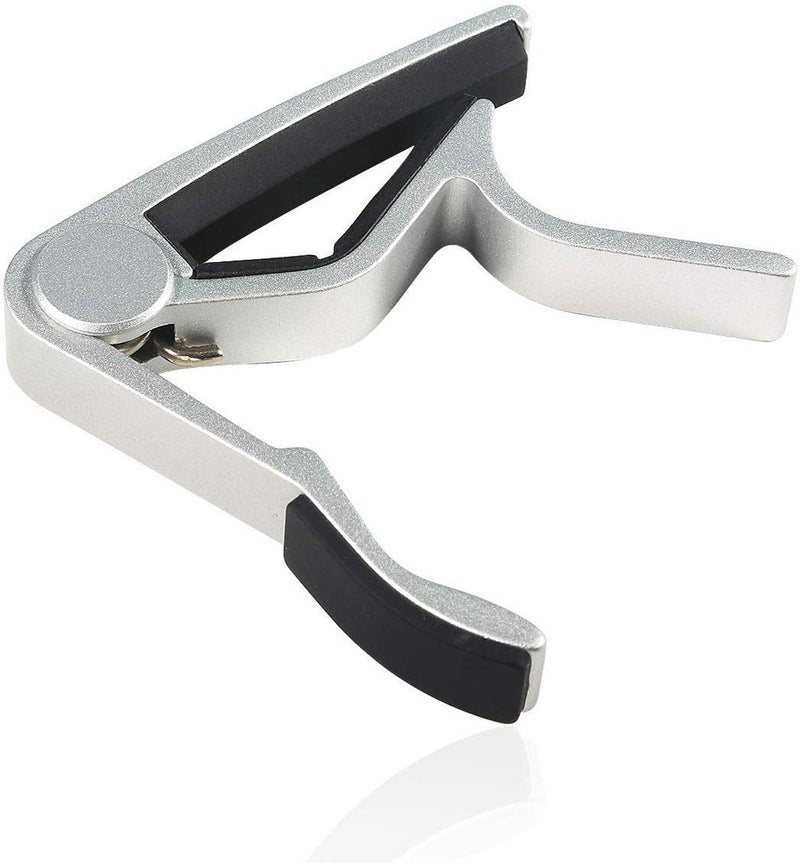 WINGO Quick-Change capo for 6 String Steel Acoustic and Electric Guitars with 5 Picks for Free,Silver Silver - LeoForward Australia