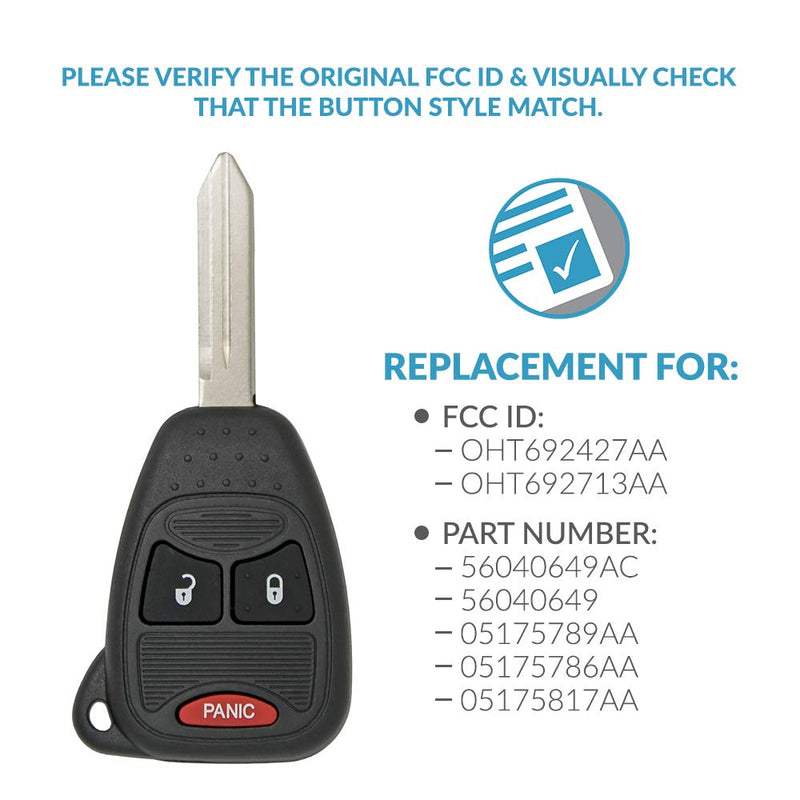 Keyless2Go Replacement for Keyless Entry Remote Car Key Vehicles That Use 3 Button OHT692427AA - 2 Pack - LeoForward Australia