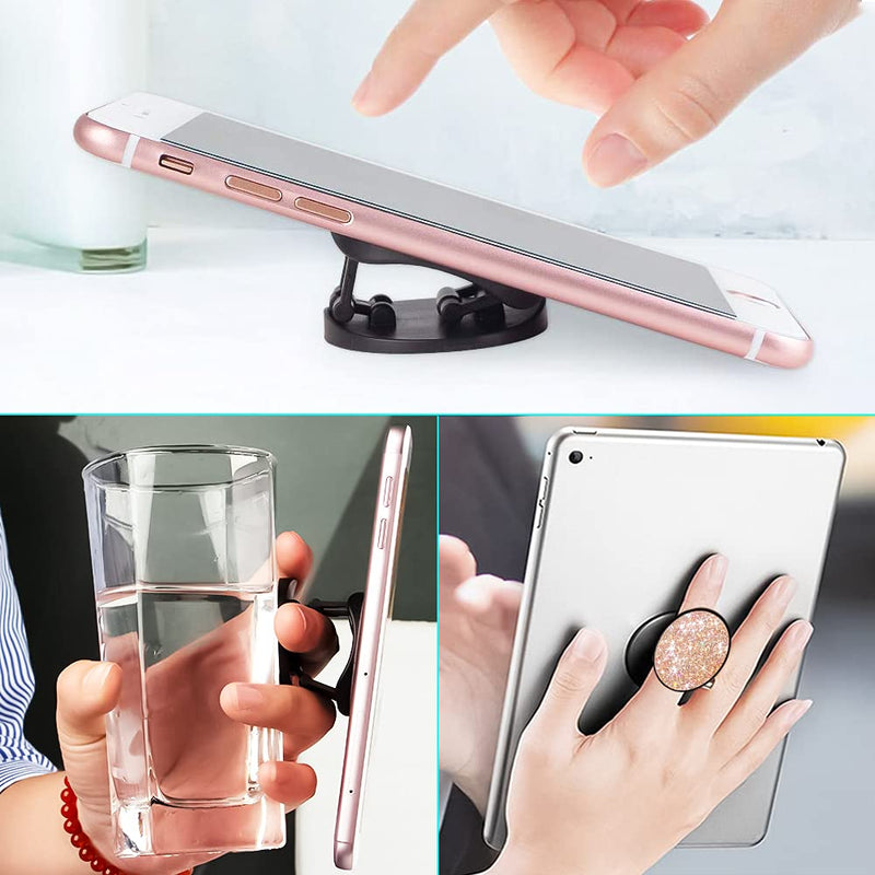  [AUSTRALIA] - DaBuBu New Version Phone Holder 3 Pack Black Purple Pink Glitter Art Expanding Grip Stand Finger Holder for Smartphone and Tablets