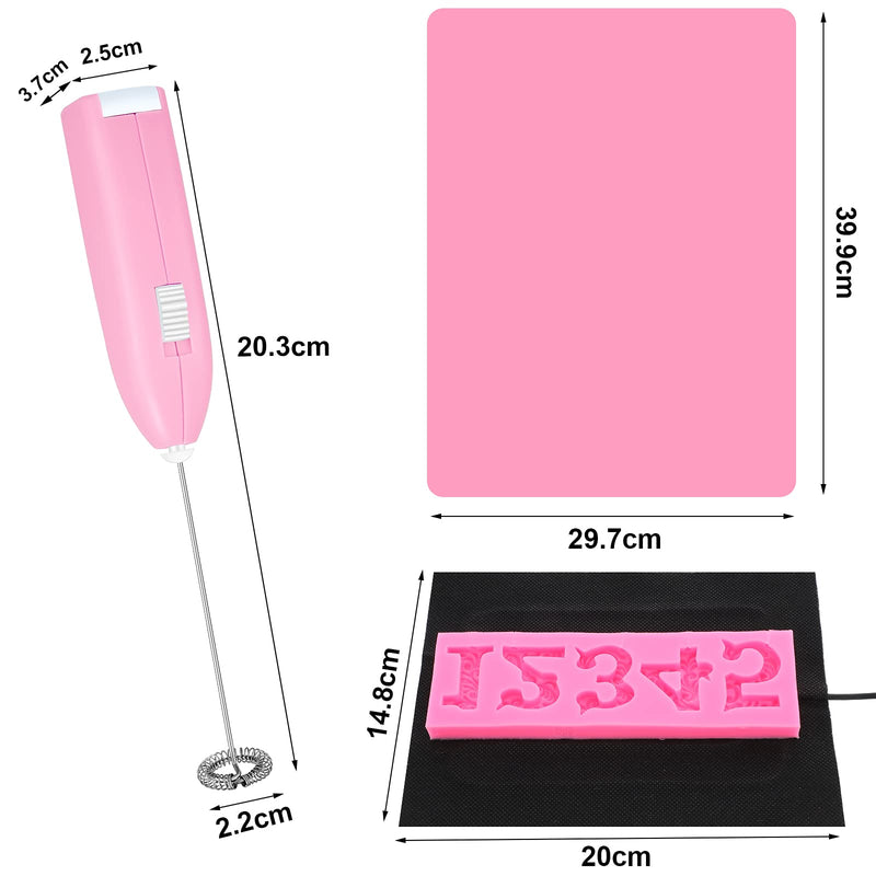  [AUSTRALIA] - Honoson 4 Pieces Epoxy Resin Mixer Stirrer Battery Handheld and Silicone Mats, Heating Mat with USB Interface Bubble Buster Tool