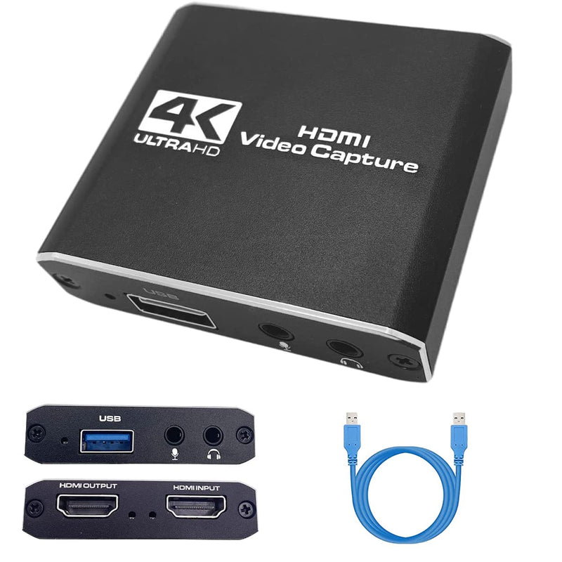  [AUSTRALIA] - Capture Card, 4K HDMI Audio Video Capture Card with Loop-Out, - HDMI to USB 2.0 Capture Card - High Definition 4K 60fps - for Gaming, Streaming, Teaching, Video Conference or Live Broadcasting