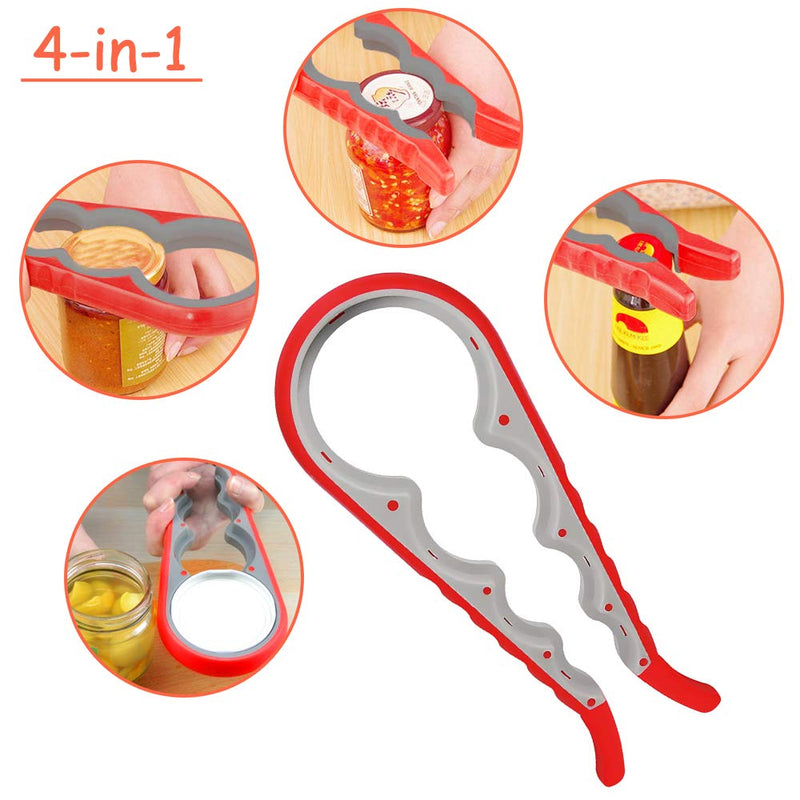  [AUSTRALIA] - Rommeka Bottle Can and Jar Grip Opener, Multi Function 4-in-1, 5-in-1 and 6-in-1 Kitchen Tools Set, Anti Slip Lid Seal Remover Easy Twist off for Children, Elderly, Arthritic and Weak Hand, Pack of 3