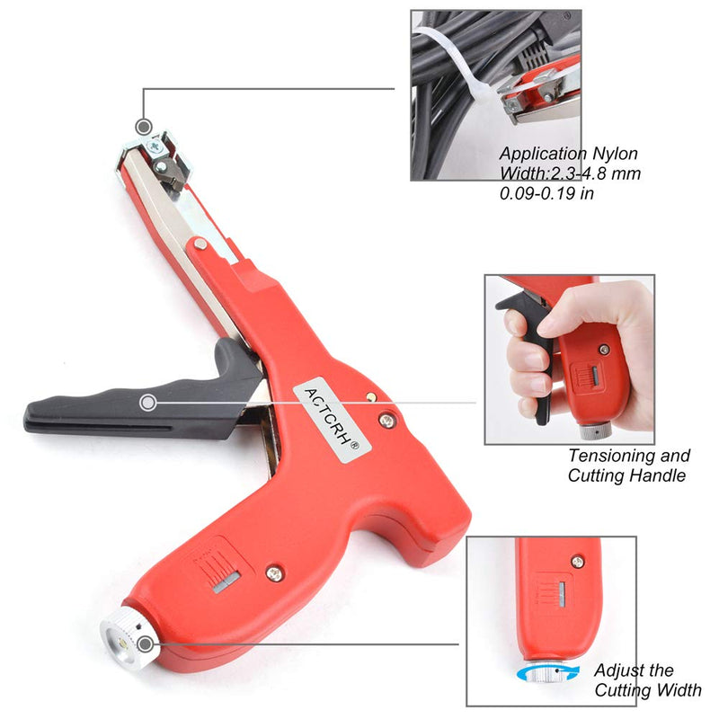 [AUSTRALIA] - ACTCRH ACT-CT11N Cable Tie Gun for Wire Harness and Cable Bundle, Fastening and Cutting Plastic Nylon Cable Ties, Red