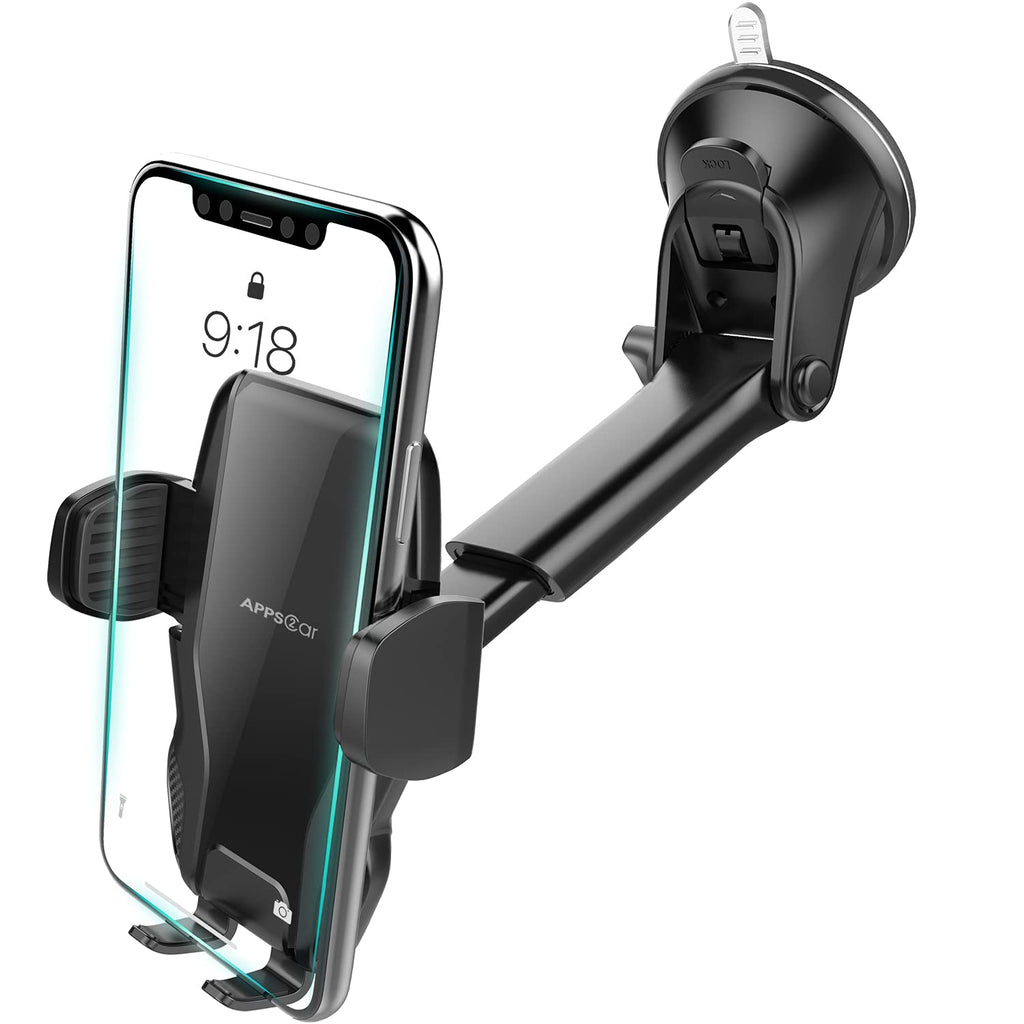  [AUSTRALIA] - APPS2Car Car Phone Holder Mount, Universal Dashboard Windshield Phone Mount for Car, Sturdy Suction Cup Phone Holder with Strong Sticky Gel, Compatible with iPhone, Samsung and All 4-7 inch Phones