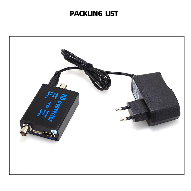 [AUSTRALIA] - BNC to HDMI Video Signal convertor , 4-in-1 Composite CVBS AHD TVI CVI to HDMI Video Converter Adapter Supporting BNC Cable to HDMI VGA BNC(CVBS) for Camera /DVR/ CCTV Security System