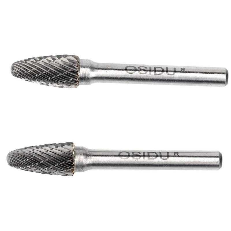 OSIDU SF-3 Carbide Burr 10MM Head Double Cut Carbide Rotary Burr File Tree Shape with 1/4'' Shank for Die Grinder Bits Metal Carving Polishing Drilling(pack of 2) - LeoForward Australia