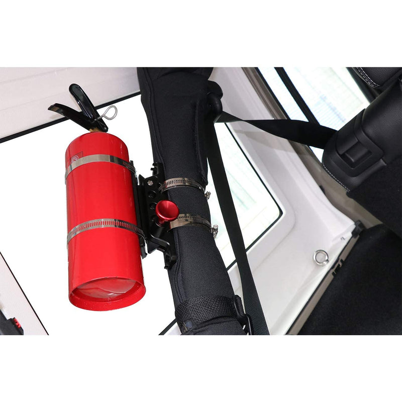  [AUSTRALIA] - AUFER 1 Year Warranty-Universal Adjustable Roll Bar Fire Extinguisher Mount Holder Compatible with for Jeep Wrangler Gladiator UTV Polaris RZR Ranger Can Am Camper Van ATV Boat,Aluminum