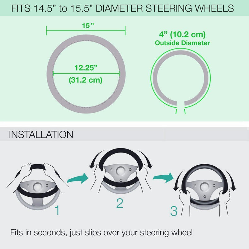  [AUSTRALIA] - Hello Kitty Leather Steering Wheel Cover – Car Truck SUV & Van, Universal Size Fit 14.5"-15.5", Auto Interior Accessories - by Infinity Stock (Medium, Core Design) Medium